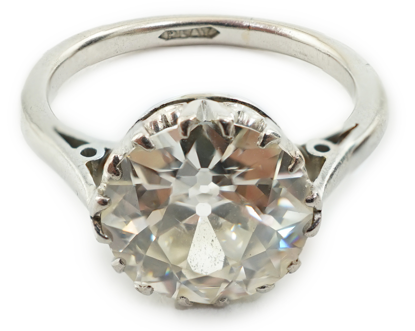 A platinum and solitaire diamond set ring